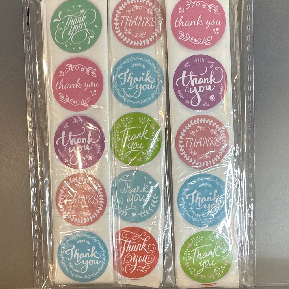 300  1 inch Multicolor Thank You Stickers